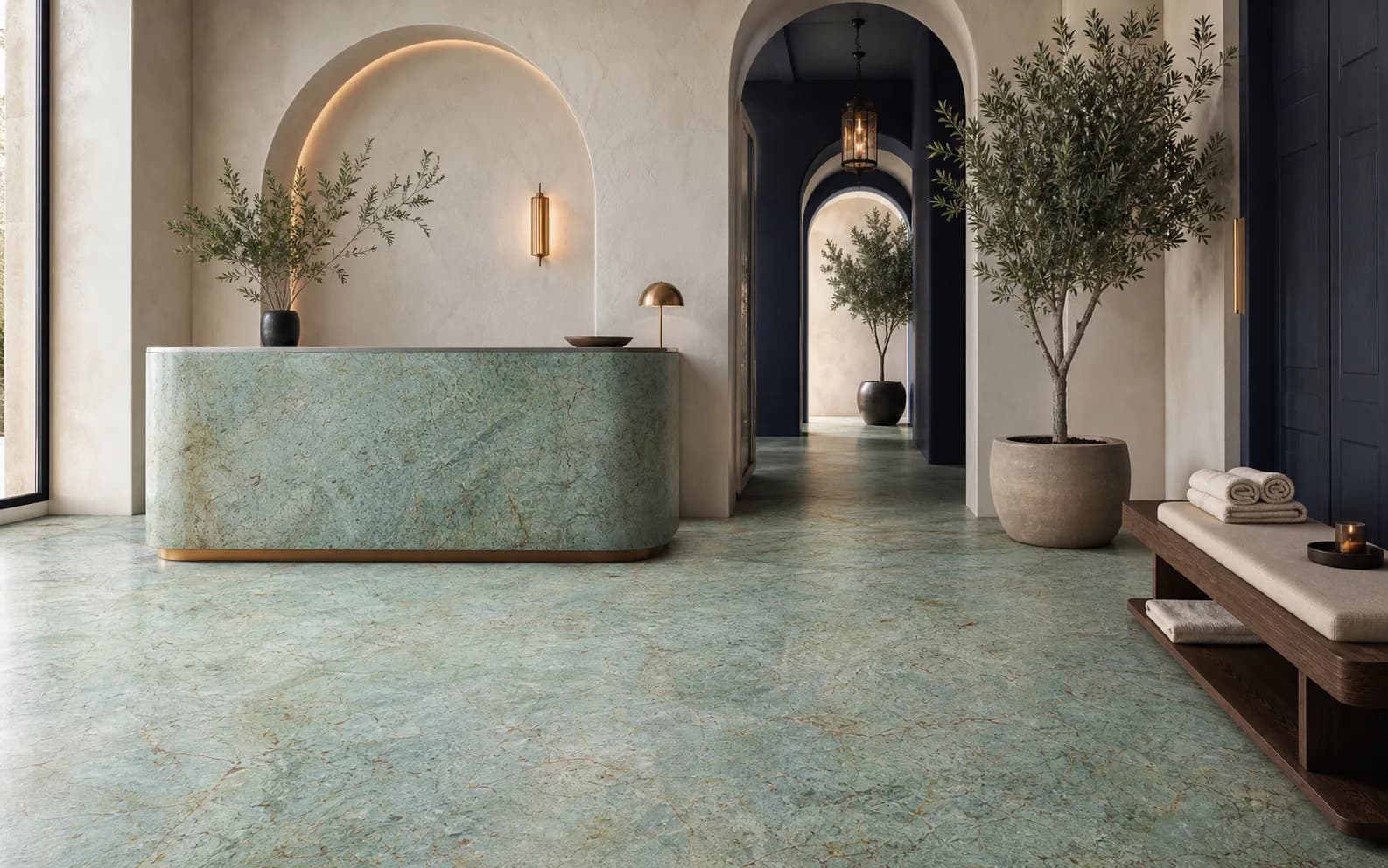 Seafoam natural stone in a luxury project